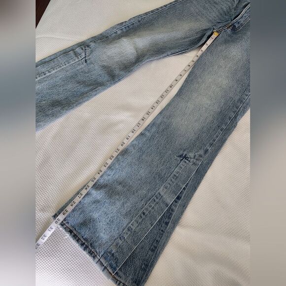 Levi's RIBCAGE Split Flare Classic Blue Denim Jeans - Picture 11 of 14